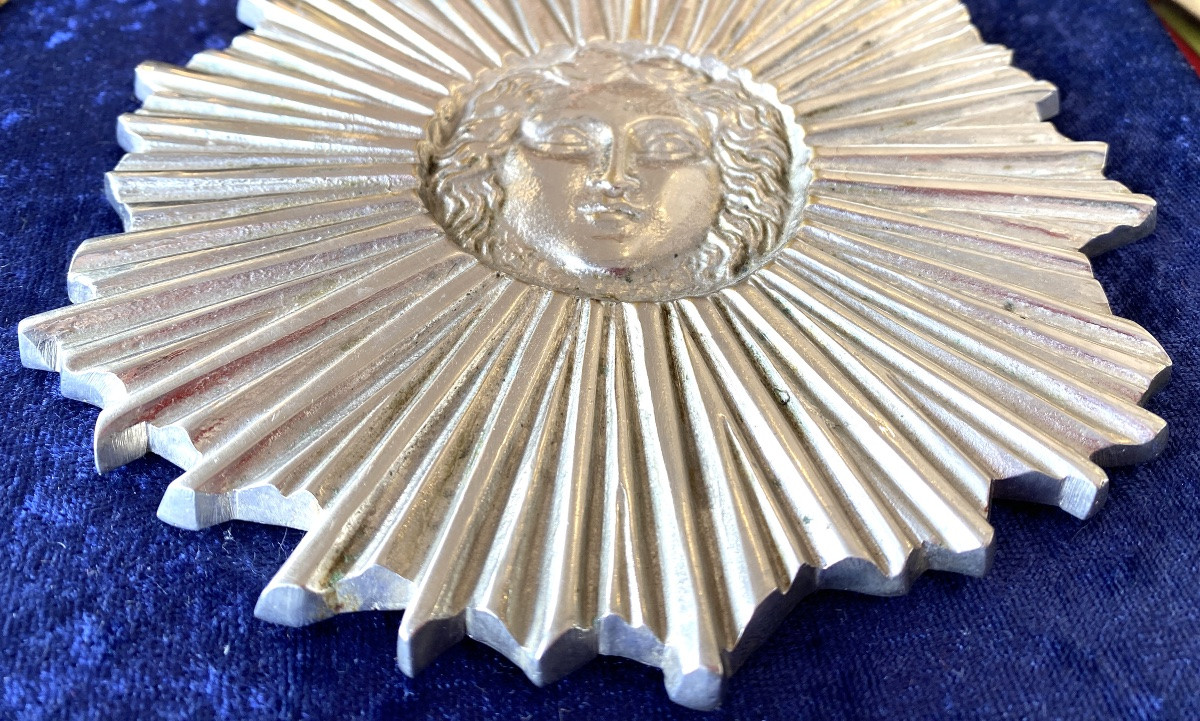 Mid-20th Chrome-plated Metal Tray/trivet. Sun. Apollo On A Radiant Background. -photo-3