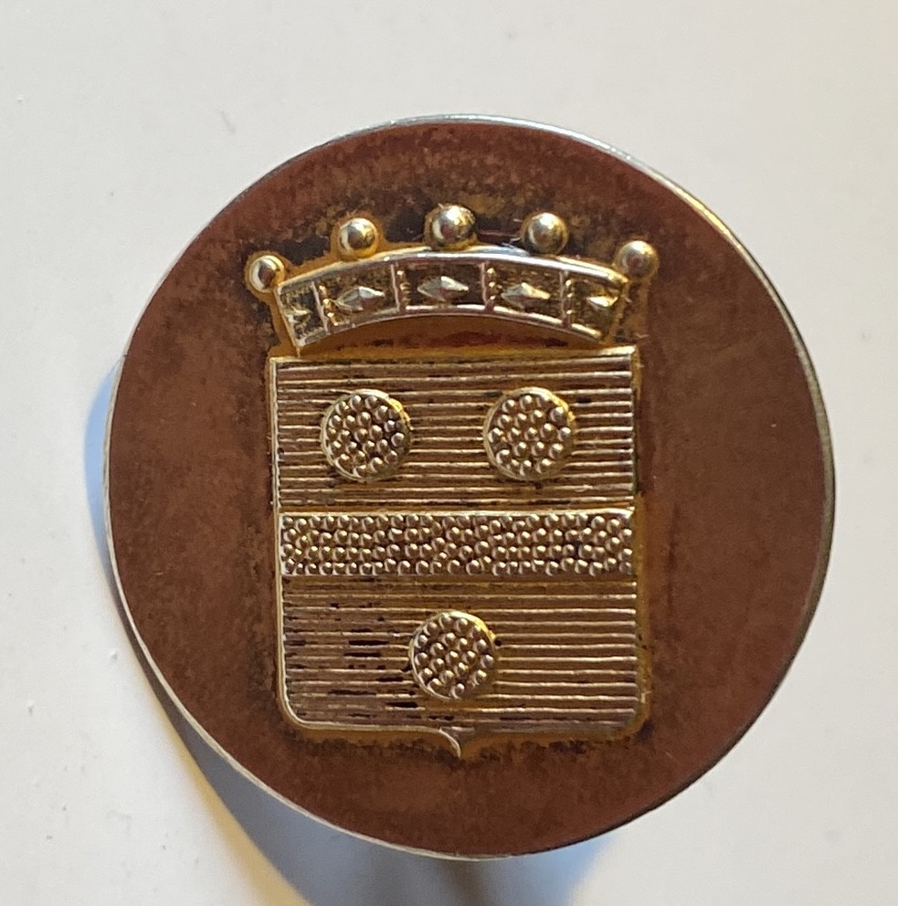 Fornari In Rome. Armorial Ornament Button In Vermeil. Italy, Early 20th Century.