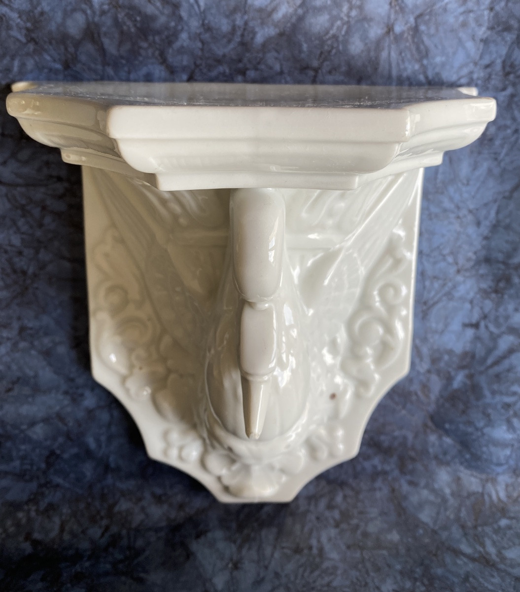 Sellette In White Porcelain, Early 19th Century. Swan With Spread Wings.-photo-6