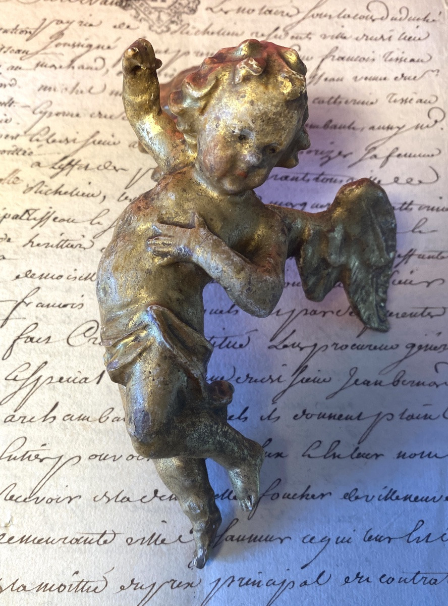 Pair Of Cherubs And Putti In Carved And Gilded Wood, 18th Century.-photo-3