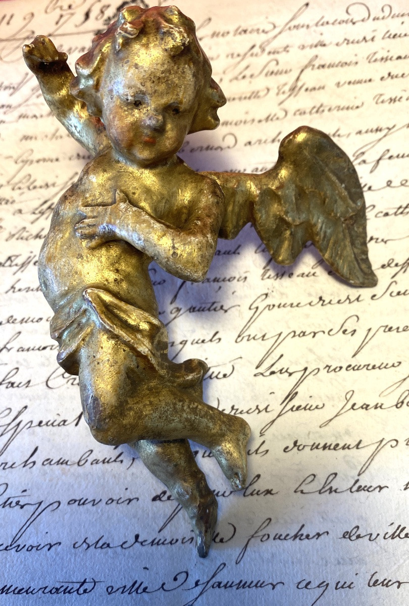 Pair Of Cherubs And Putti In Carved And Gilded Wood, 18th Century.-photo-4