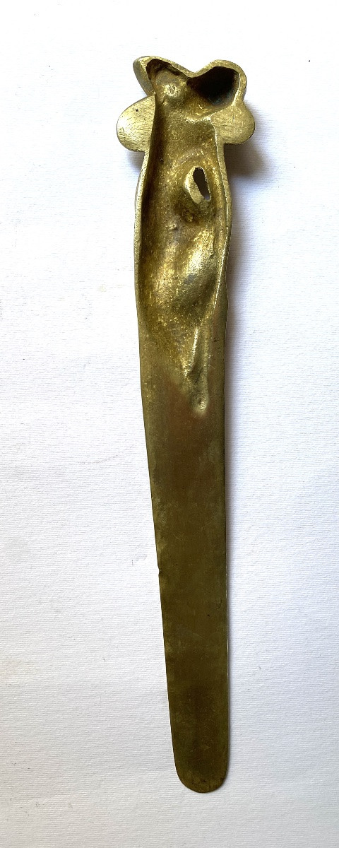 Large Art Nouveau Bronze Letter Opener. Reclining Woman.-photo-3