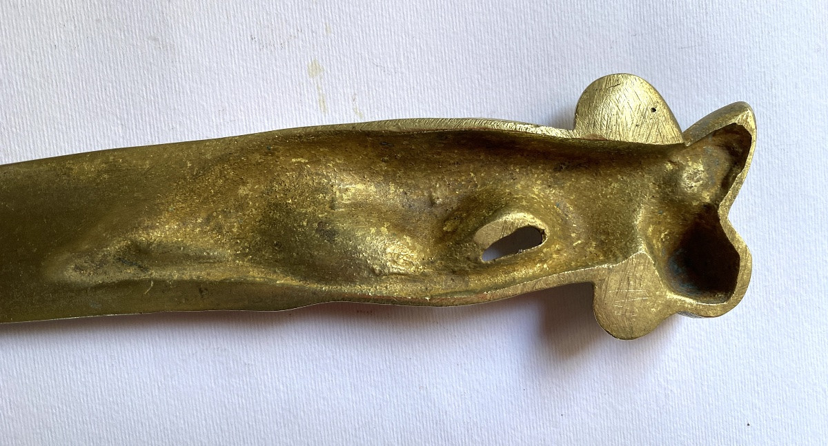 Large Art Nouveau Bronze Letter Opener. Reclining Woman.-photo-4