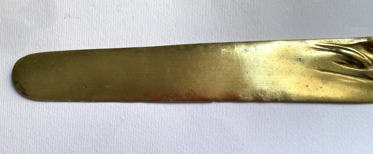 Large Art Nouveau Bronze Letter Opener. Reclining Woman.-photo-5