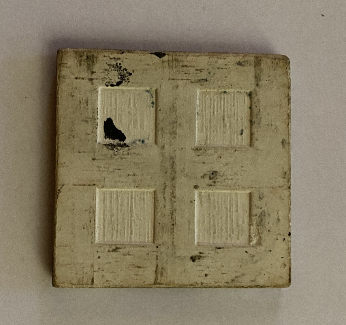 Roger Capron. Ceramic Tile, Mid 20th Century. Small Blue Face.-photo-2
