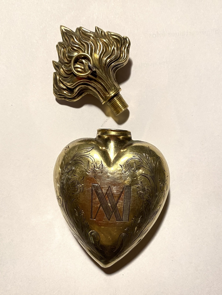 Cœur de Marie. Flacon en vermeil. Ex Voto XIXème. -photo-3