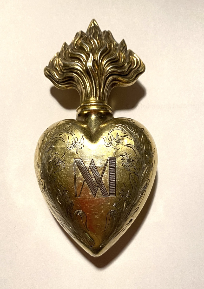 Cœur de Marie. Flacon en vermeil. Ex Voto XIXème. 