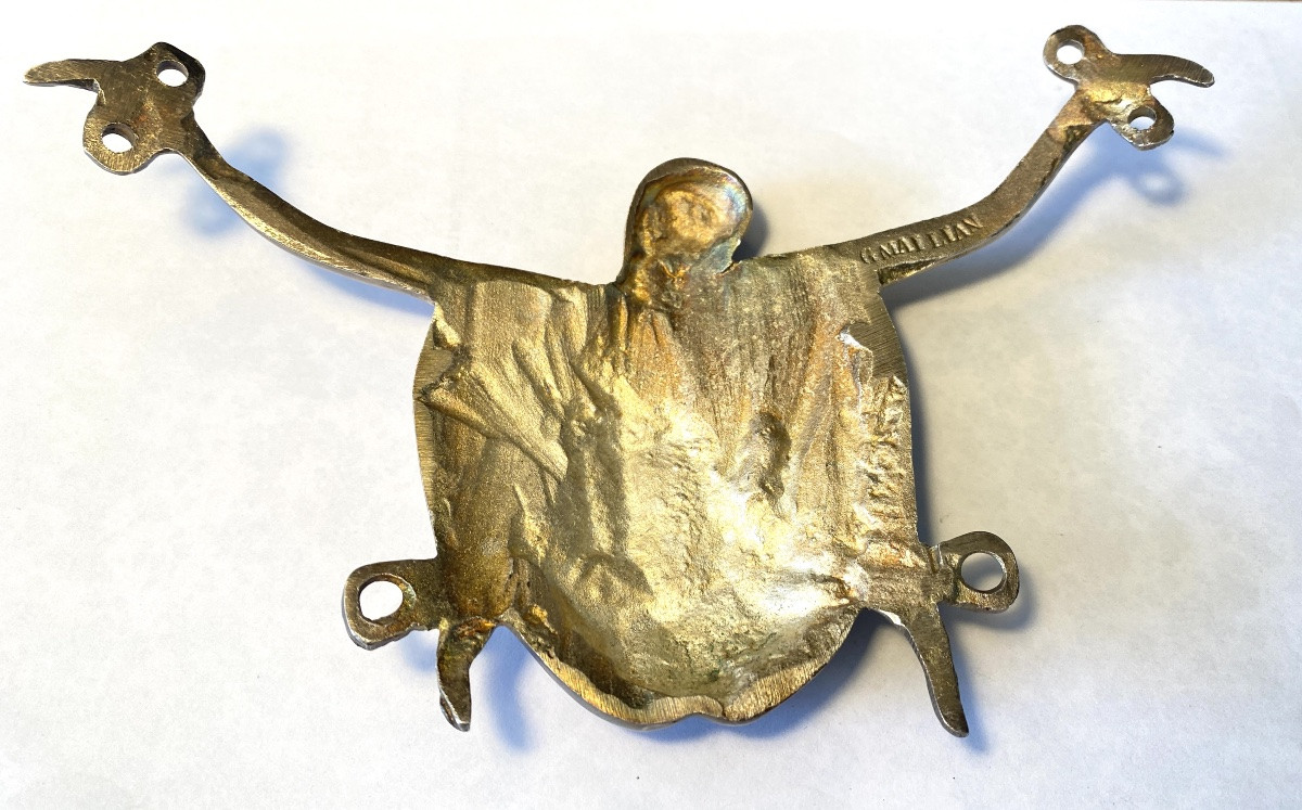 Georges Mailian. Boucle de ceinture en bronze argenté années 70. Nu féminin. Bondage. Shibari. -photo-3