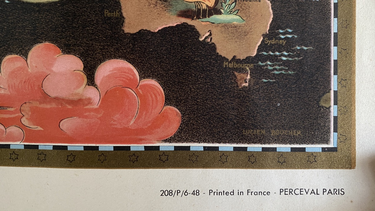Air France Réseau aérien mondial. Affiche originale. 1948. Lucien Boucher. -photo-2