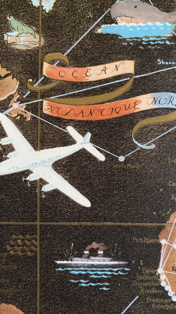 Air France Réseau aérien mondial. Affiche originale. 1948. Lucien Boucher. -photo-3
