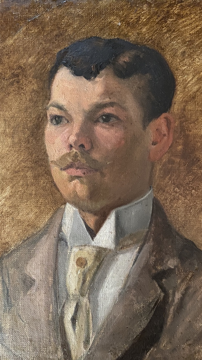 Gaston Simoes De Fonseca. Portrait Of A Man. Oil On Canvas, Early 20th Century.-photo-2