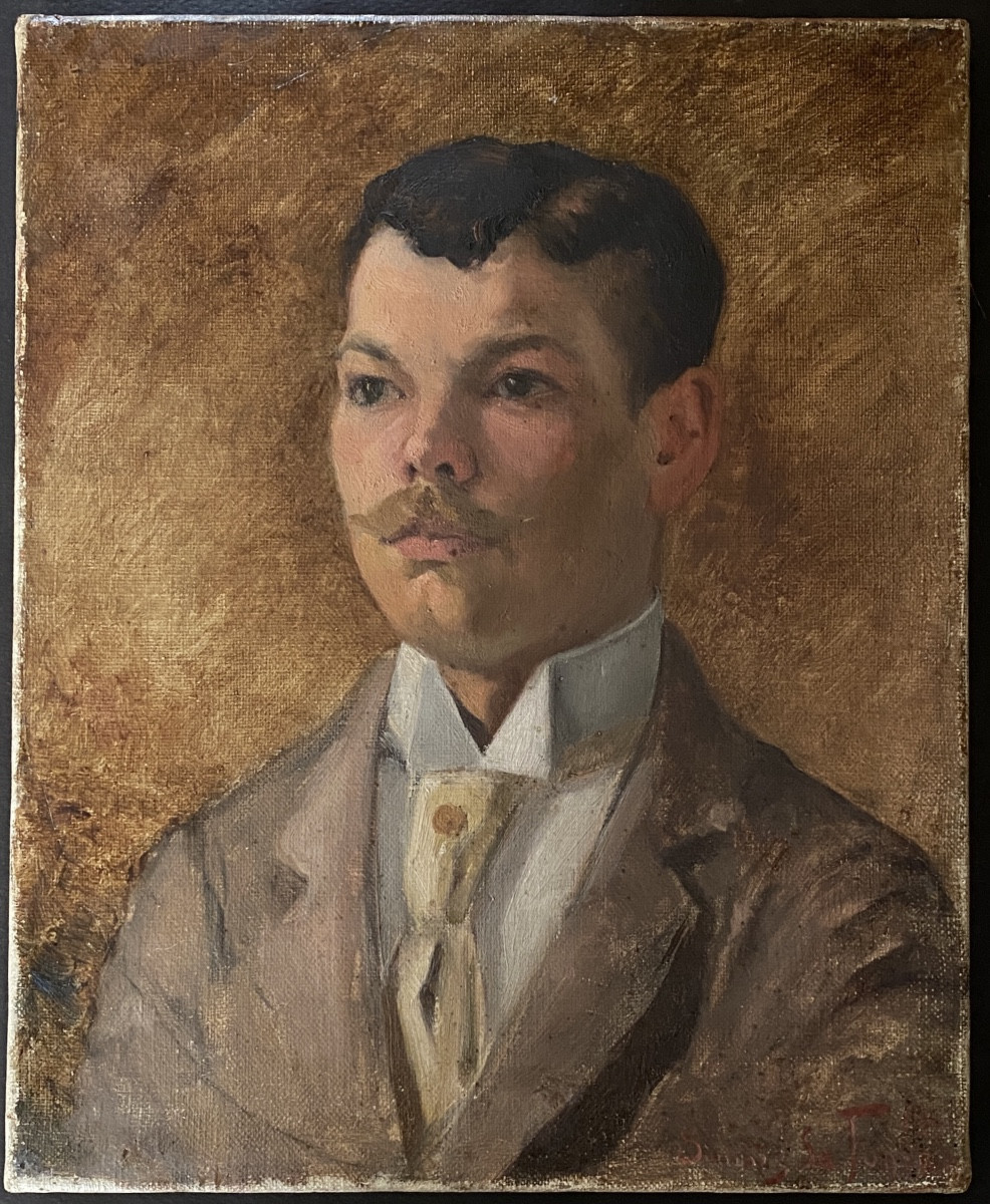 Gaston Simoes De Fonseca. Portrait Of A Man. Oil On Canvas, Early 20th Century.