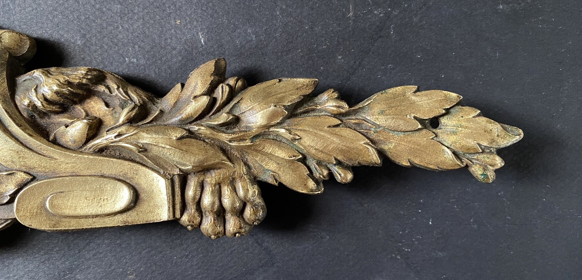 19th Century Ornamental Bronze. Lion's Head And Laurel Leaves.-photo-4