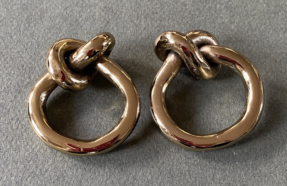 Pair Of Polished Bronze Napkin Rings. Knots. 70's.-photo-3