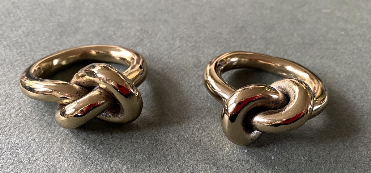Pair Of Polished Bronze Napkin Rings. Knots. 70's.-photo-4