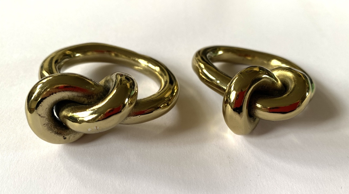 Pair Of Polished Bronze Napkin Rings. Knots. 70's.