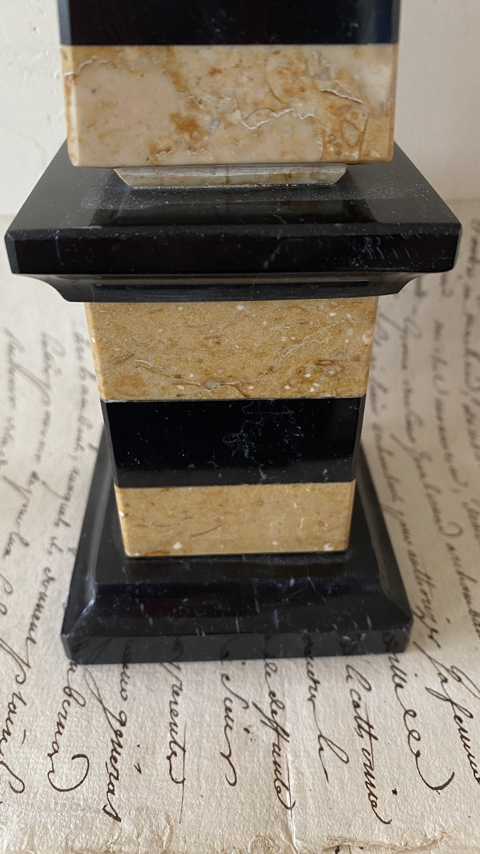 Obelisk. Grand Tour. Yellow And Black Marble. Circa 70.-photo-3
