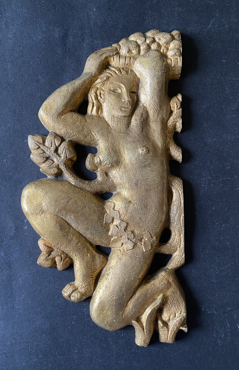 Art Deco Ornamental Bronzes. Couple Carrying A Fruit Basket. Adam And Eve In Paradise.-photo-4