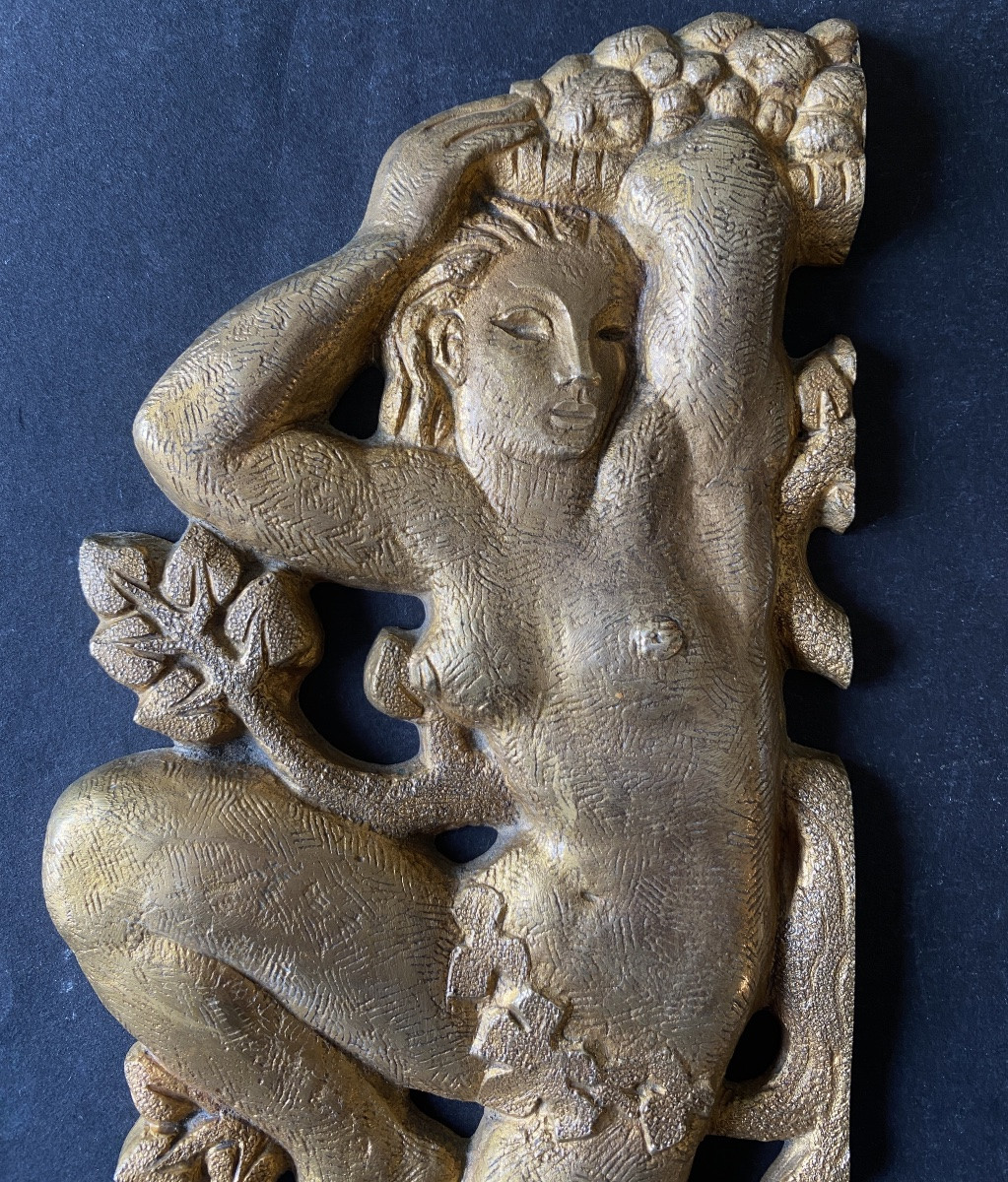 Art Deco Ornamental Bronzes. Couple Carrying A Fruit Basket. Adam And Eve In Paradise.-photo-1