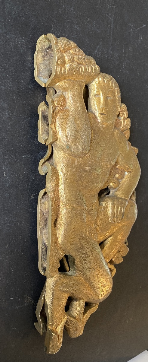 Art Deco Ornamental Bronzes. Couple Carrying A Fruit Basket. Adam And Eve In Paradise.-photo-3