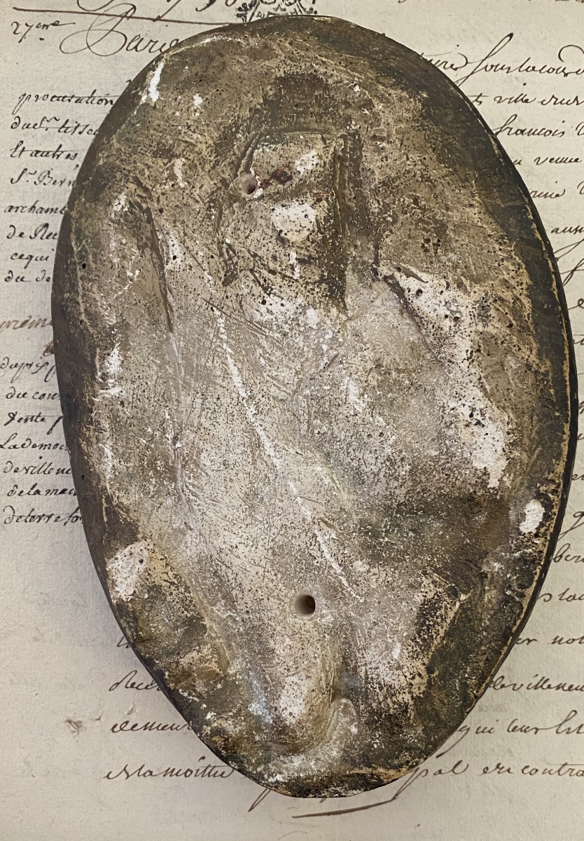 Paperweight, 19th Century. Workshop Plaster With Patina. Woman's Hand.-photo-2