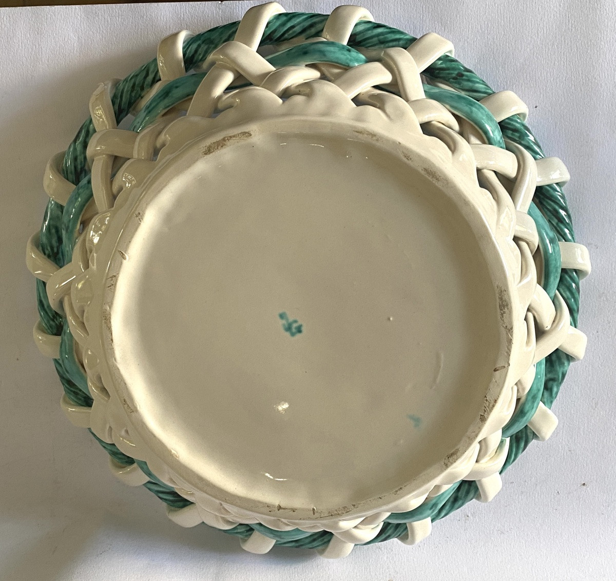 Sainte Radegonde. Large Ceramic Basket. Mid 20th Century.-photo-4