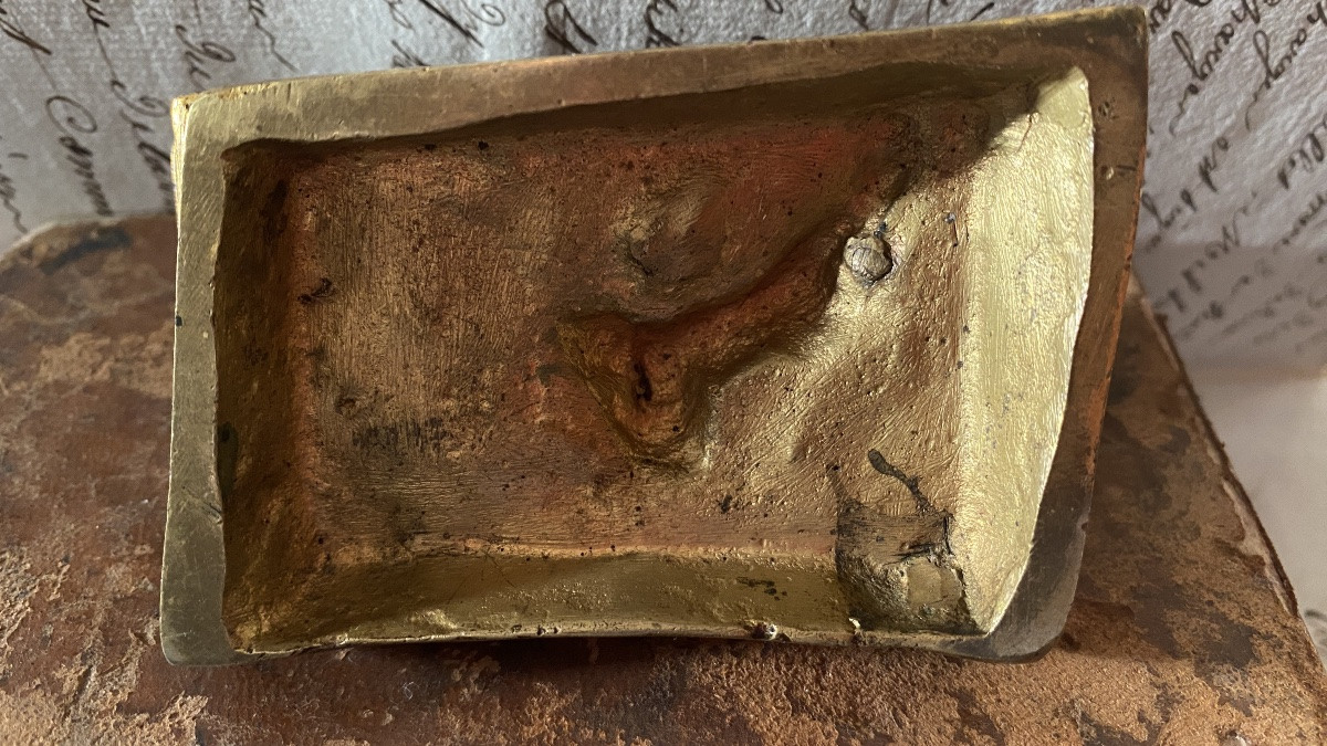 Souris grignotant un livre. Bronze animalier. Presse-papiers en bronze XIXème. -photo-3