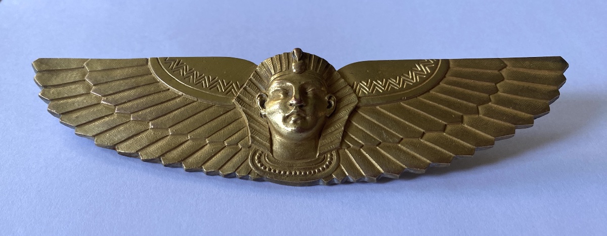Egyptomania. Ornamental Bronze, 19th Century. Winged Pharaoh's Head.-photo-2