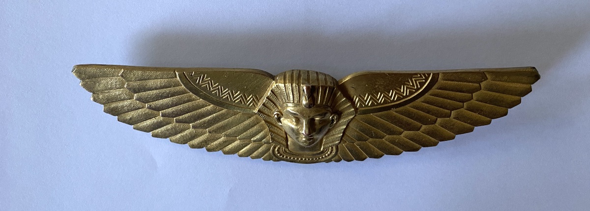 Egyptomania. Ornamental Bronze, 19th Century. Winged Pharaoh's Head.-photo-3