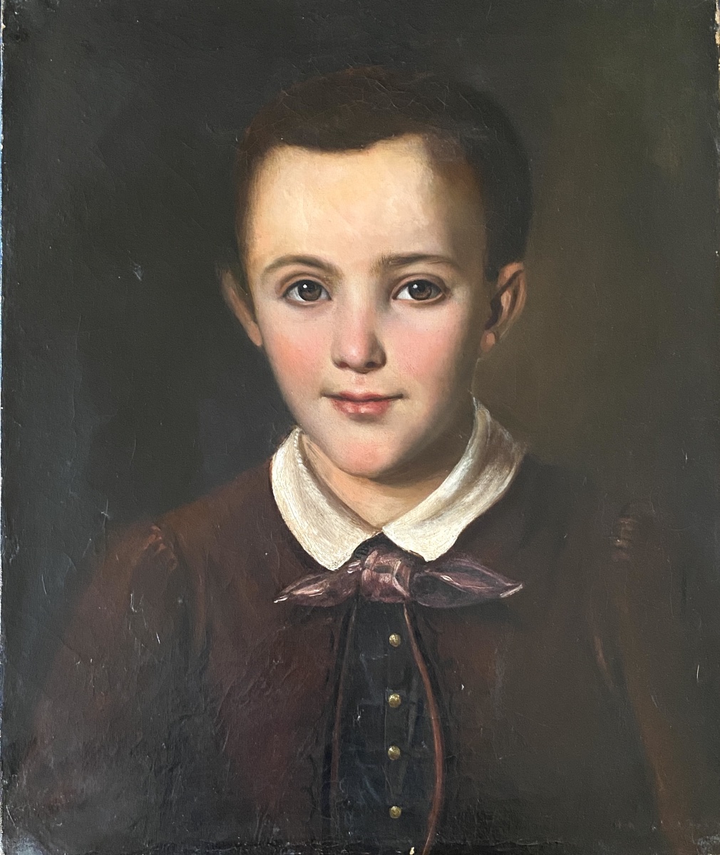 Portrait Of A Young Boy. Oil On Canvas. French School.  19th Century.
