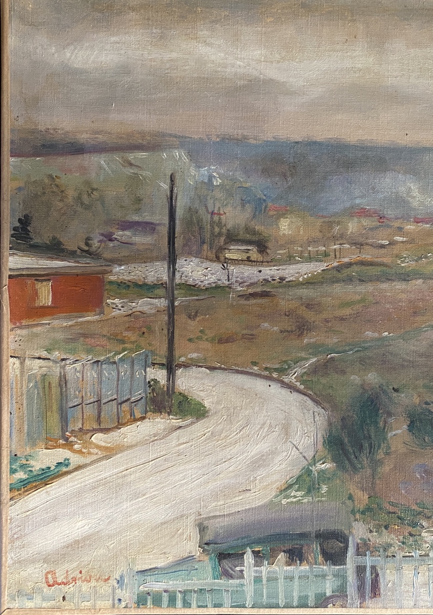 Lucien Adrion. « Paysage aux abords de Paris ». Huile sur toile début XXème. -photo-2