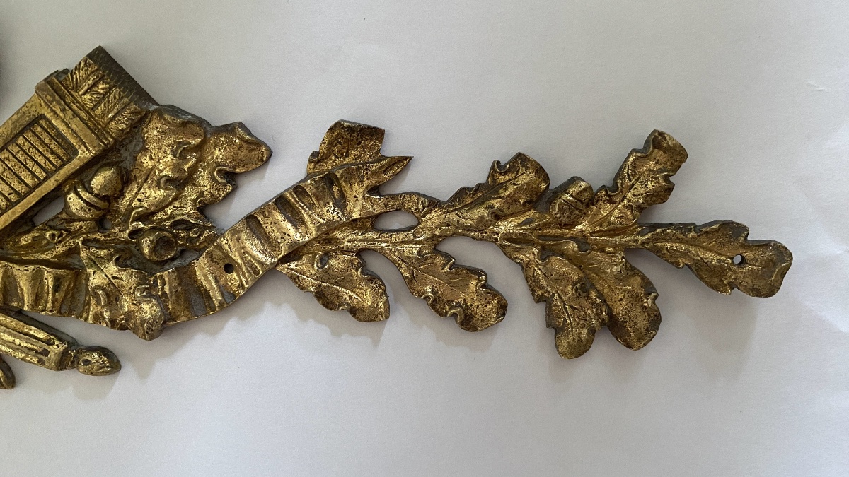 Decorative Bronze. Louis XVI Style. Quiver, Torch, And Intertwined Oak And Laurel Branches.-photo-1