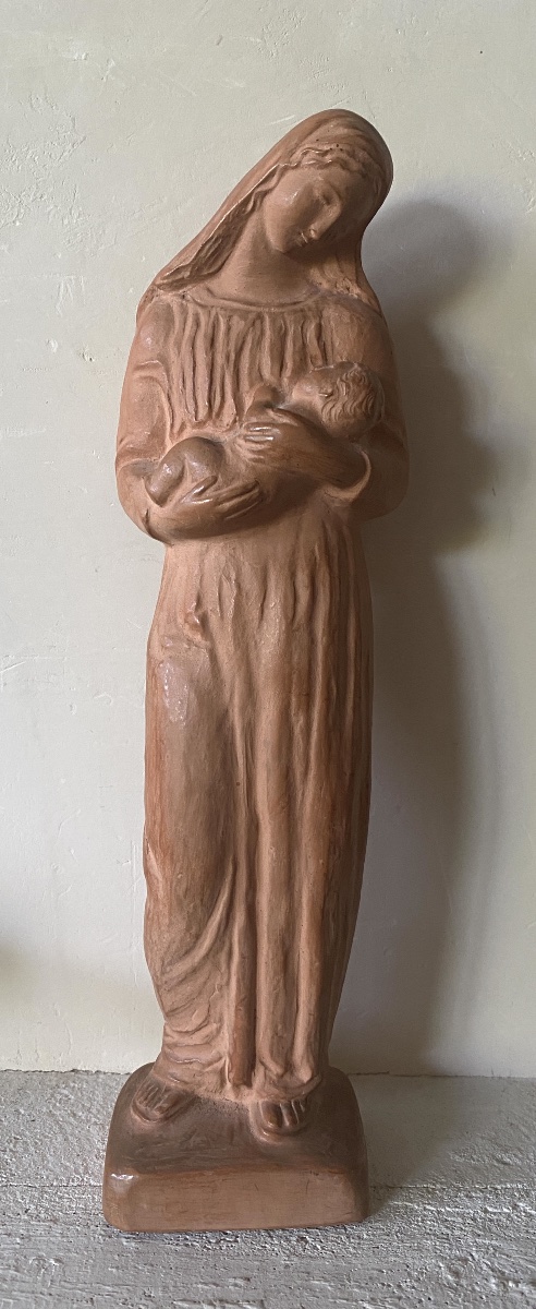 Vierge à l’enfant. Terre cuite fin XIXème / début XXème. Sander. Ed. Bouasse-Jeune. -photo-2