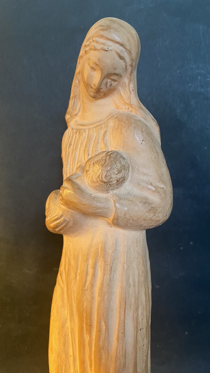 Vierge à l’enfant. Terre cuite fin XIXème / début XXème. Sander. Ed. Bouasse-Jeune. -photo-3