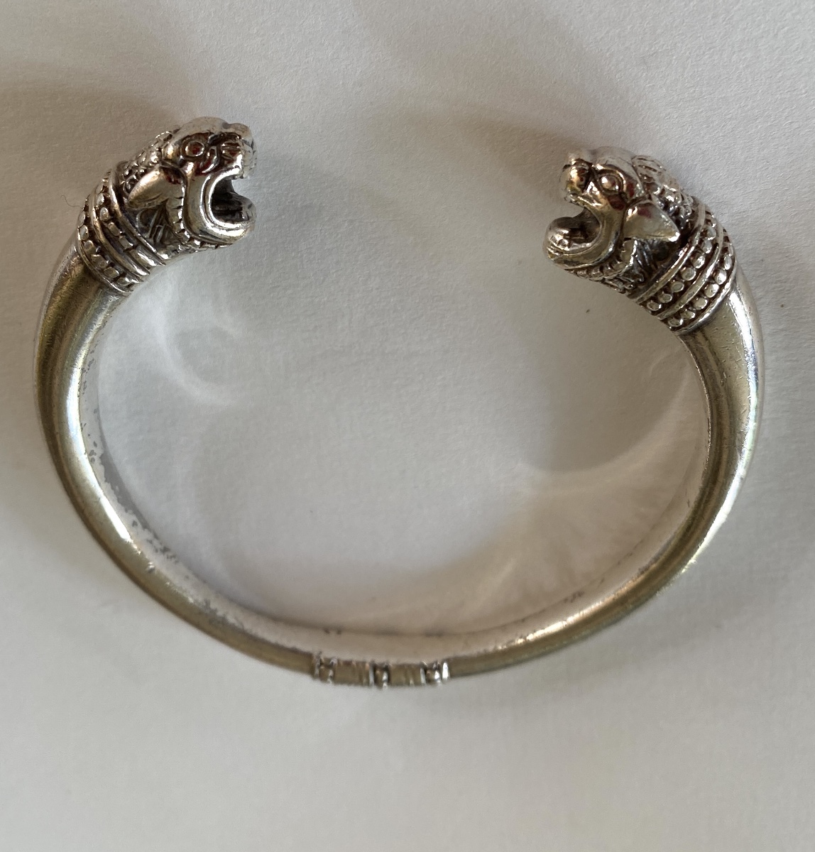 Arthus Bertrand For The Louvre. Antique-inspired Silver Bracelet. Lioness Heads. 