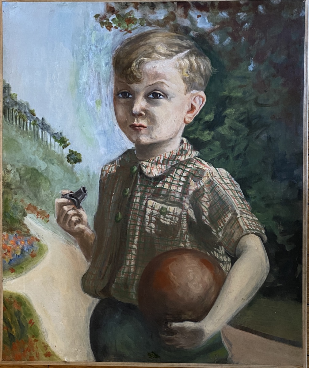 Portrait d’un jeune garçon. Huile sur toile. Ecole française milieu XXème. 