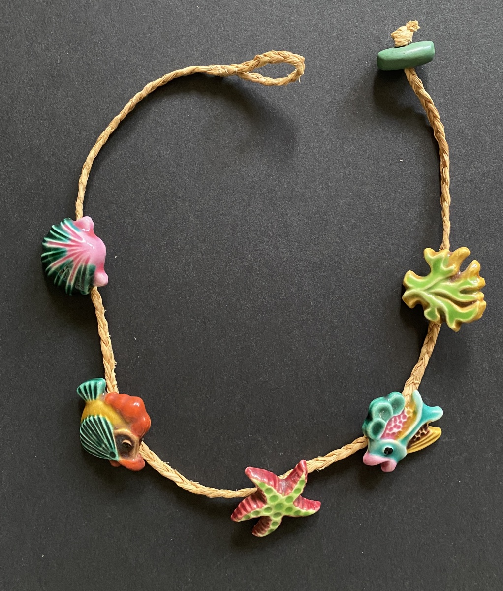 Vallauris, 1950s–1960s. Necklace With Glazed Ceramic Pendants. Nautical Theme. -photo-2
