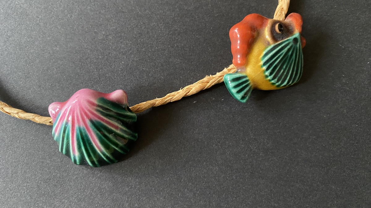 Vallauris, 1950s–1960s. Necklace With Glazed Ceramic Pendants. Nautical Theme. -photo-1