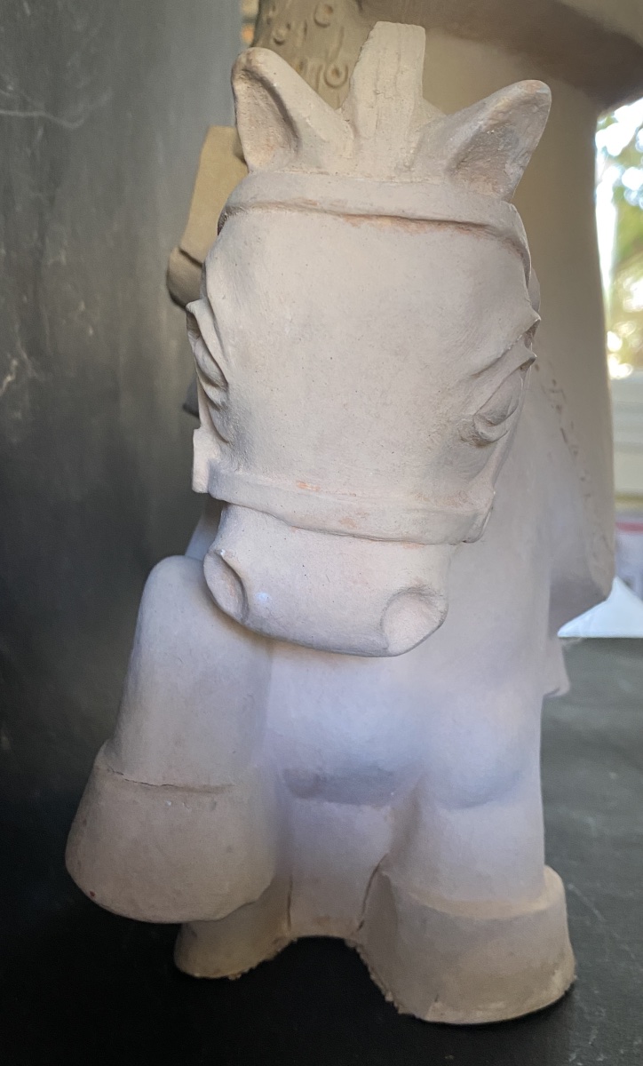 Mario Frascaroli. « Cavalier». Sculpture en terre cuite milieu XXème. -photo-3