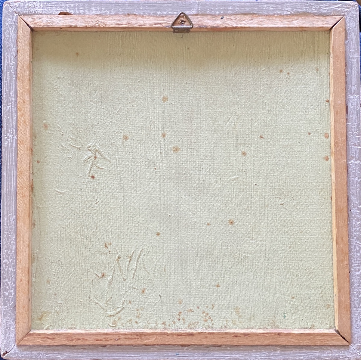 « La laitière et le pot au lait ». Huile sur panneau encadrée début XXème. F. Moulière. -photo-1