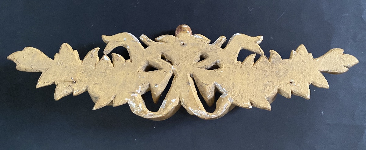 19th-century Carved And Gilded Wood. Flowers And A Knotted Ribbon In The Louis XVI Style.-photo-2
