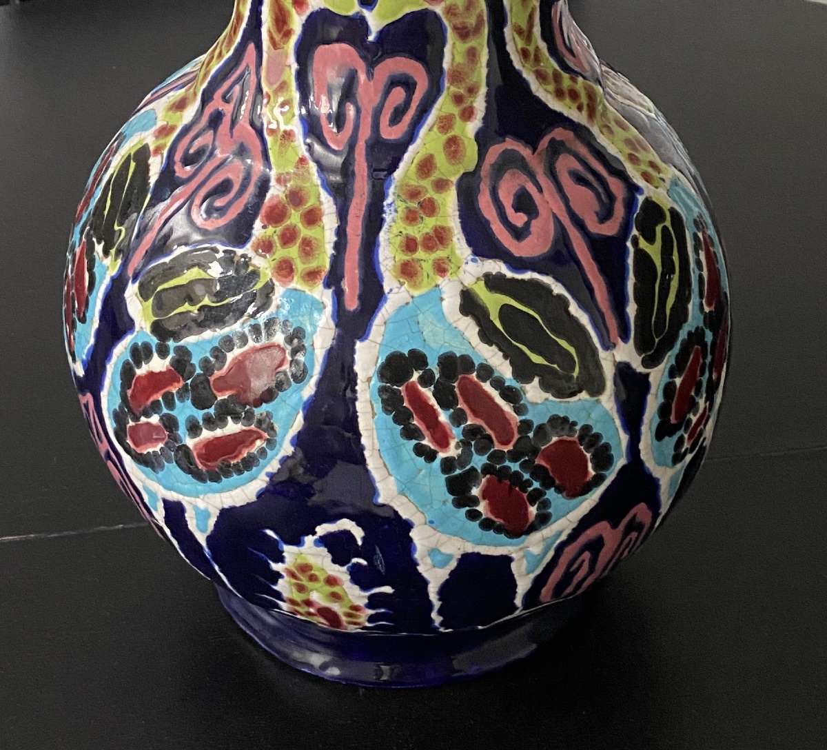 Marc Giger. Sucy-en-brie. Large Ceramic Vase From The Mid-20th Century. Glazed Decoration.-photo-1