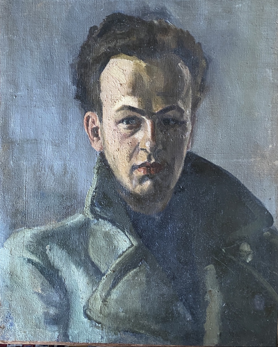 Portrait d’un jeune homme. Huile sur toile. Ecole française milieu XXème. -photo-3