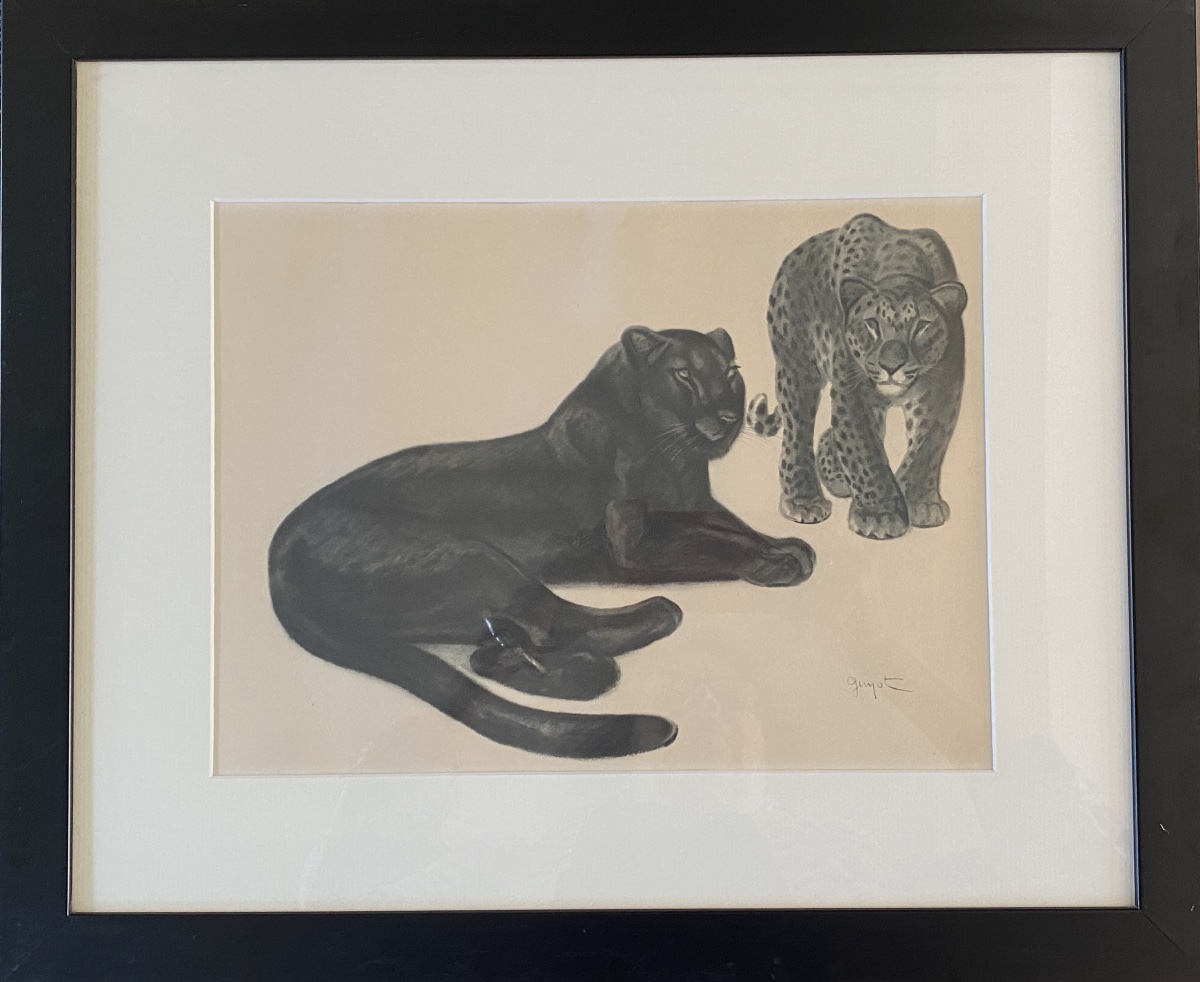 Georges Lucien Guyot. Lithograph. “félins.” Published By Lematte And Boinot. 1937.