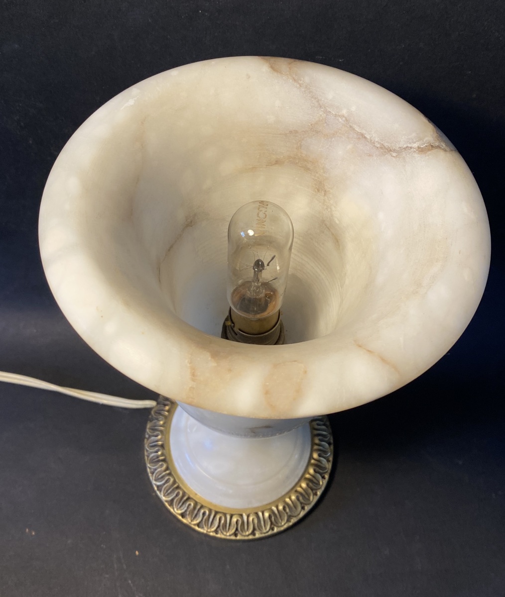 Alabaster And Bronze Table Lamp. France, Mid-20th Century. -photo-1