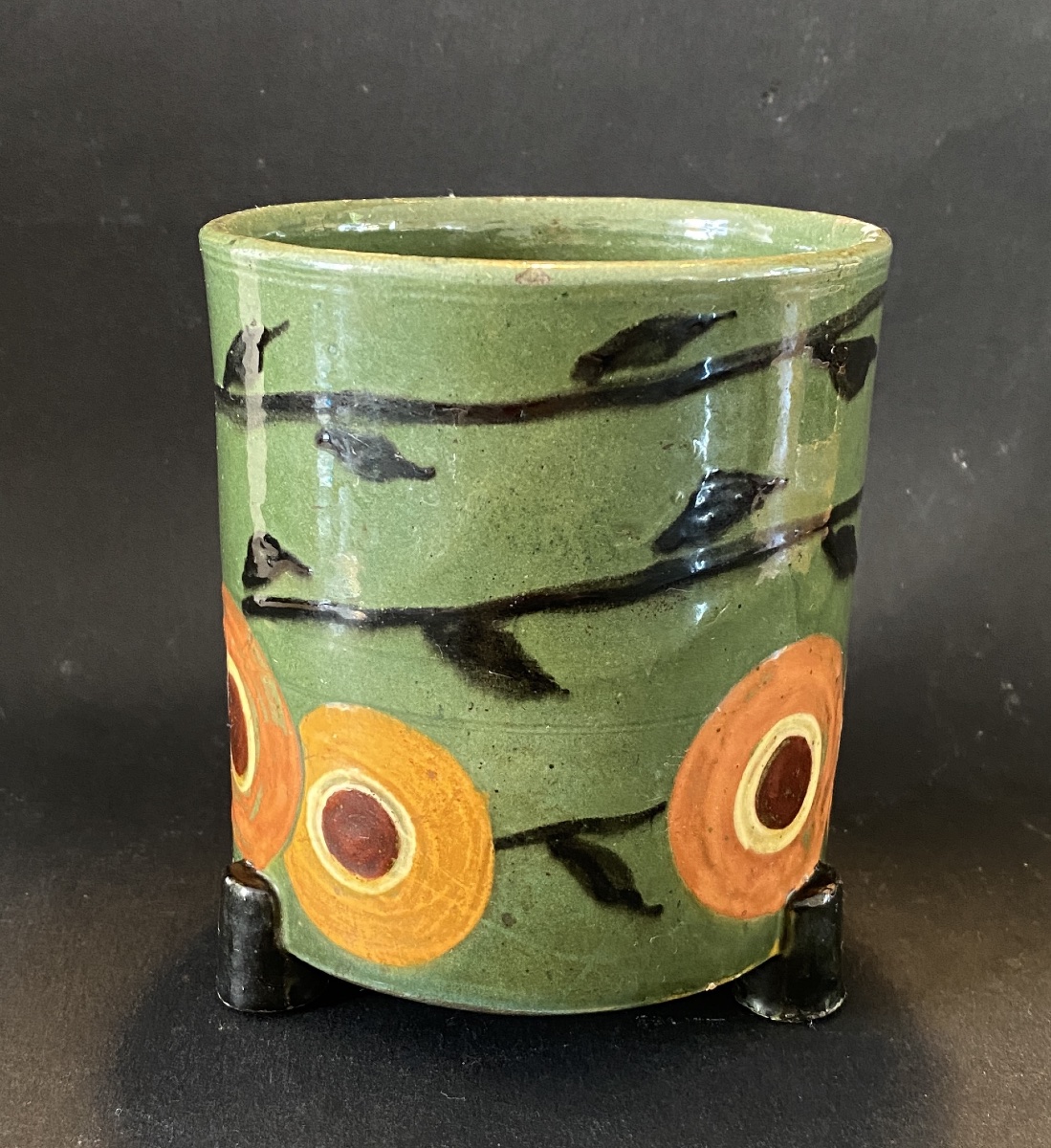 Paul-ami Bonifas. Art Deco Tripod Vase Made Of Glazed Ceramic. Japanese-inspired Design. 