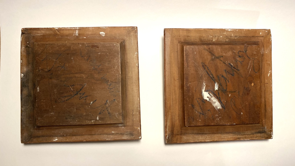 Pair Of Ornaments. Carved Wood Gilded With Gold Leaf. Floral Design In Relief. Mid-20th.-photo-3