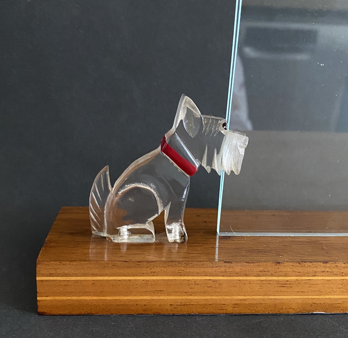 Art Deco Photo Frame. Scottish Terriers (scotties) Made Of Plexiglas On A Wooden Base. -photo-4