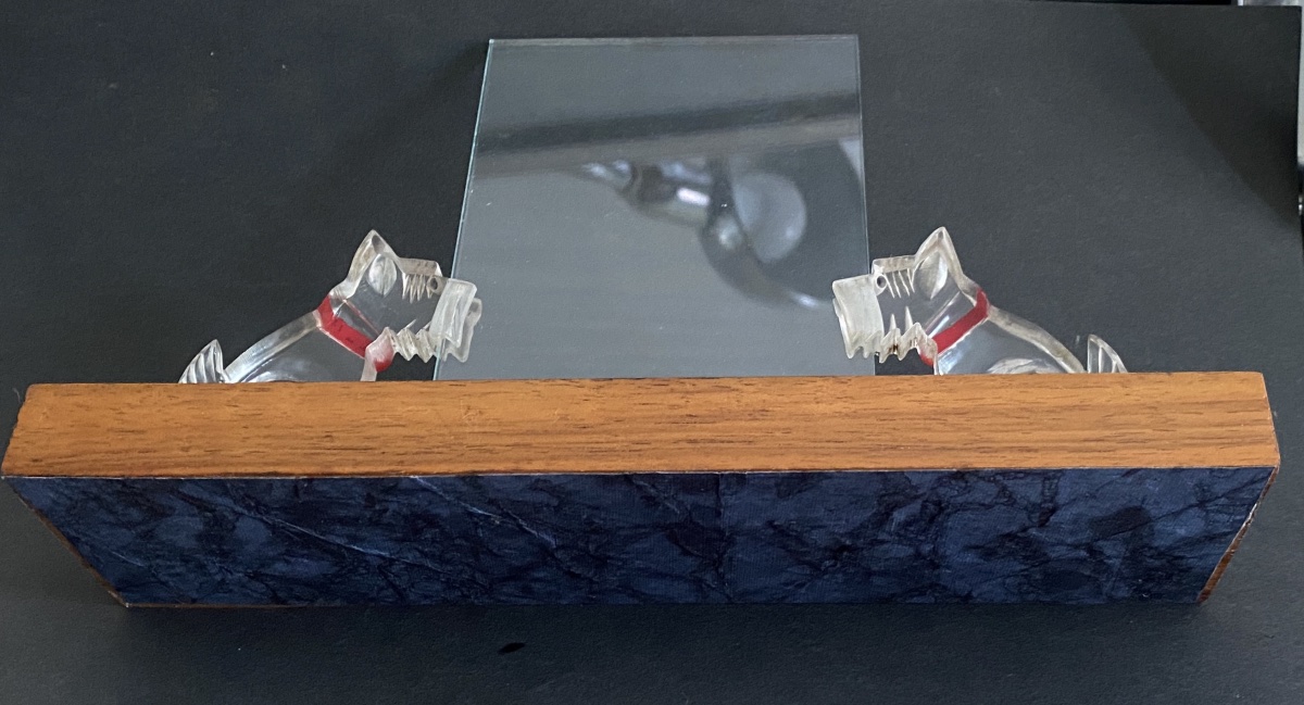 Art Deco Photo Frame. Scottish Terriers (scotties) Made Of Plexiglas On A Wooden Base. -photo-1