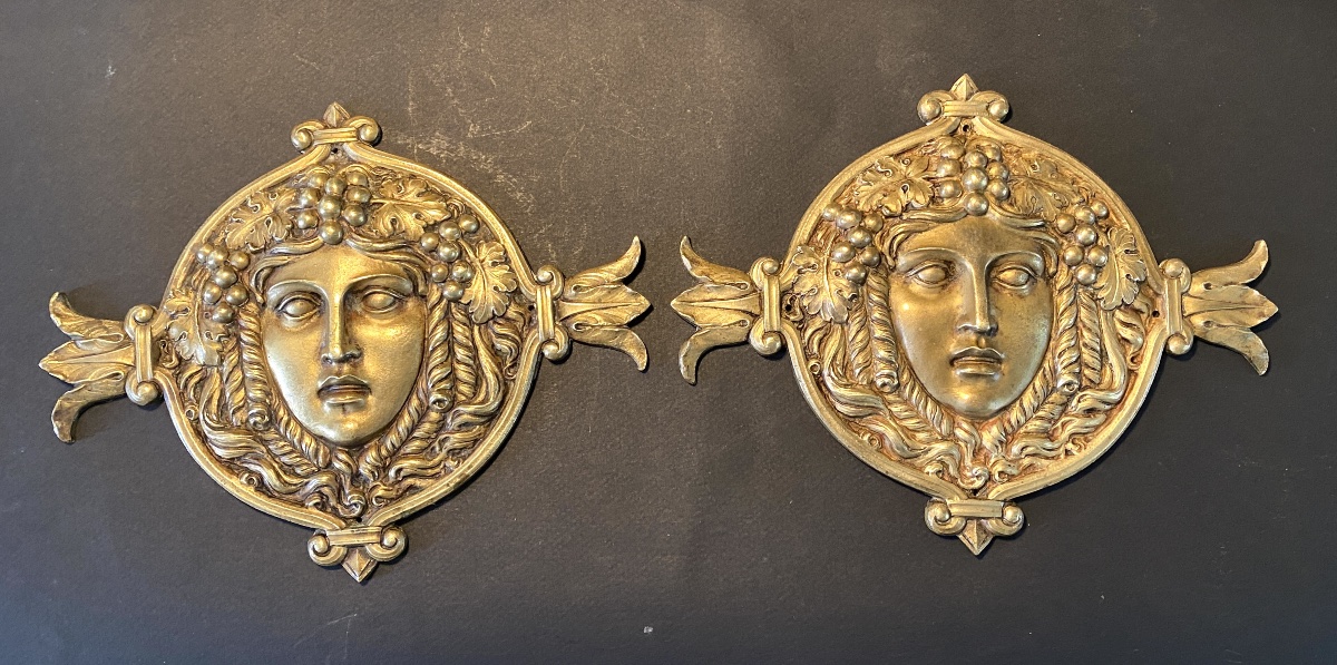 Pair Of Large 19th-century Decorative Bronzes. Allegory Of Autumn Or Bacchante.